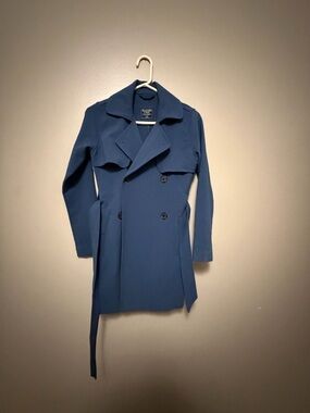 Abercrombie & Fitch Women's Double-Breasted Navy Trench Coat